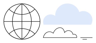 Bulut hesaplama. Temiz küre ve bulut simgeleriyle küresel bağlantı kuruldu. Dijital depolama, uzaktan erişim ve iş akışı optimizasyonu için bulut hesaplama entegrasyonu. Teknoloji, veri depolama, ağ için