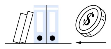 Finansal yönetim kavramı. Finansal belgeler organizasyonu ve bir dolarlık madeni para geliri veya bütçe planlaması. Finansal başarı, muhasebe, yatırım, muhasebe, analitik