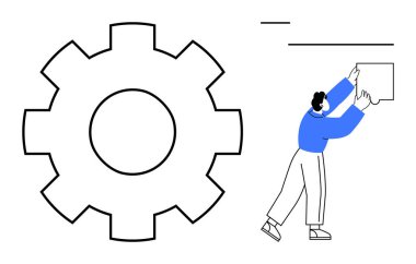 İşlem optimizasyon teması. Vites sistemleri ve insan verimlilik için bir nesneyi ayarlıyor. Mühendislikte süreç optimizasyonu, takım iş akışları, iş çözümleri, otomasyon ve yenilik