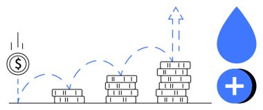 Finansal büyüme kavramı. Birikmiş madeni paralar yatırım ve parasal büyüme. Ekonomik fırsatları teşvik eden finansal büyüme. Finans, yatırım, bankacılık, ekonomi ve iş kaynakları için ideal