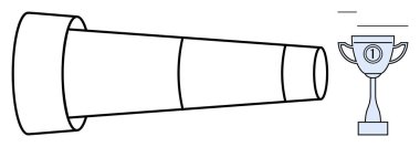 Başarı konsepti. Teleskop hedef belirleme ve hırs hedefliyor. Başarı, başarı ve uzun vadeli vizyona odaklanıyor. Mesleki büyüme, motivasyon, kariyer hedefleri, iş