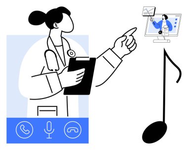 Teletıp konsepti. Teletıp, uzak sağlık hizmetlerini dijital iletişim araçlarına bağlıyor. Teletıp sanal konsültasyonları destekliyor, sağlık hizmetlerinde verimliliği artırıyor. Tele sağlık için.