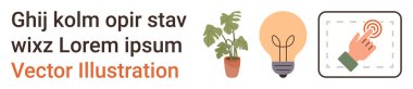 Yenilik, sürdürülebilirlik, kullanıcı etkileşimi, teknoloji, doğa, dijital tasarım. Saksı çiçeği, ampul ve ekranda parmak ucu. Yenilik ve sürdürülebilirlik kavramları