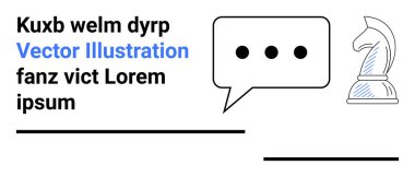 Strateji, iletişim, karar verme, planlama, işbirliği ve mesajlaşma. Bir konuşma balonu ve bir satranç şövalyesi sergileniyor. Strateji ve iletişim kavramsal