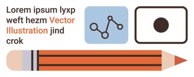 Eğitim, dijital yaratıcılık, veri analizi, sunum şablonları, modern tasarım, öğrenme. Bir kalem, satır grafik simgesi ve metin ile dairesel simgeyi gösteren grafik. Eğitim ve dijital yaratıcılık