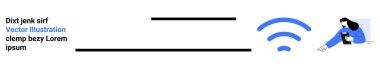 İnternet erişimi, iletişim, teknoloji kullanımı, mobil cihazlar, çevrimiçi hizmetler, dijital etkileşimler. Akıllı telefon tutan bir kadının yanında kablosuz sinyal simgesi. İnternet erişimi ve iletişim