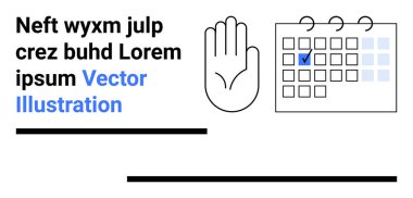 Program, zaman yönetimi, iş akışı planlaması, hatırlatıcılar, organizasyon, verimlilik. Bir el simgesi, işaretli takvim ve yer tutucu metni. Zamanlama ve anımsatıcı kavramı