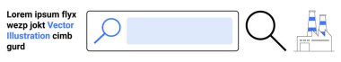 Çevrimiçi araştırma, endüstriyel arama, veri analizi, fabrika keşfi, iş araçları, verimlilik artırımı. Büyüteçle ve fabrika ikonuyla arama çubuğu. Çevrimiçi araştırma ve endüstriyel