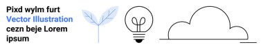Creative design, innovation, eco-friendly , digital technology, renewable energy, sustainability. Minimal leaf, lightbulb and cloud sketch. Creative design and innovation
