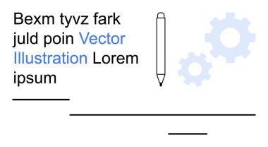 Yaratıcılık, iş planlaması, tasarım, eğitim, beyin fırtınası ve iş akışı. Kalem ve vites sembollü yer tutucu metin. Yaratıcılık ve iş planlama kavramı