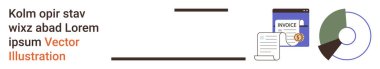 Finansal analiz, fatura yönetimi, iş muhasebesi, veri istatistikleri, fatura takibi, dijital belgeler. Görsel olarak fatura dosyası, pasta grafiği ve belge içeriyor. Finansal analiz