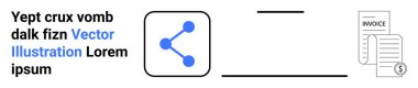 Data sharing, connectivity, digital tools, invoicing, financial workflows, document organization. Blue sharing icon next to invoice documents. Data sharing and connectivity
