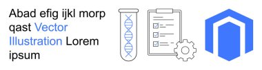 Biyoteknoloji, araştırma geliştirme, veri analizi, proje yönetimi, bilim eğitimi, sağlık hizmetleri yeniliği. DNA 'lı test tüpü, pano teçhizatı ve altıgen simgesi. Biyoteknoloji.