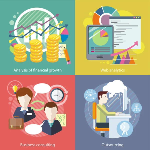 Outsourcing, Web Analytics. Analysis Financial Growth — Stock Vector