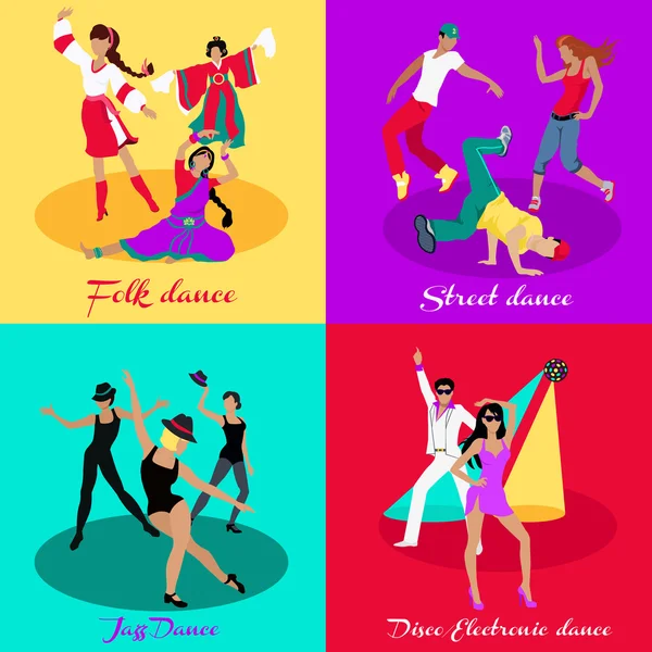 Set Street Folk Dance Jazz and Disco — стоковий вектор