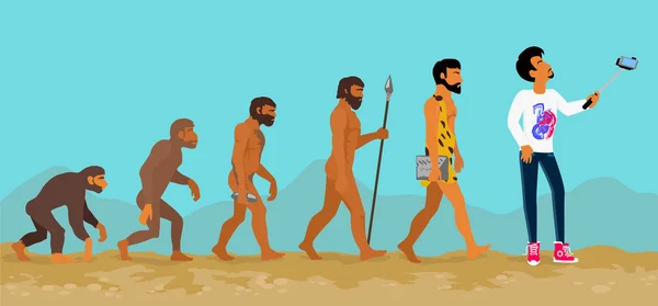 Concept of Human Evolution from Ape to Man — Stock Vector