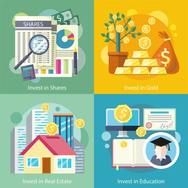 Investissement dans l'éducation Gold Property — Image vectorielle