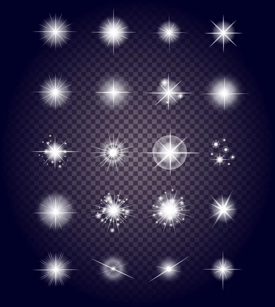 Set Brilla Brillante Estrella Luz Fuegos artificiales — Vector de stock
