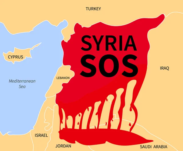 Siria Crisis Sos. Refugiado. Víctimas de guerra — Vector de stock