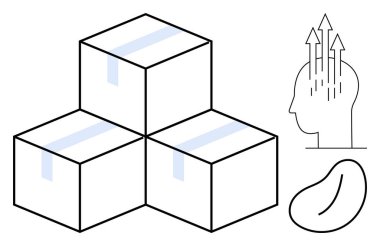 Büyüme zihniyeti konsepti. Zihinsel gelişim sembolleri ve istiflenmiş kutular ile gösterilen büyüme zihniyeti. Büyüme zihniyeti yaratıcılık, potansiyel ve gelişim görselleri sunuyor. Eğitim için kullanışlı