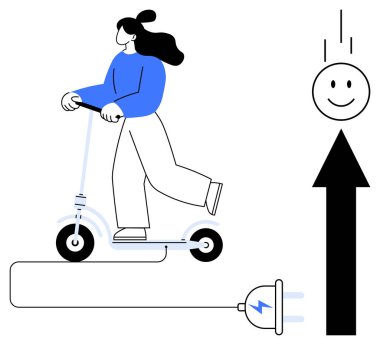 Elektrikli scooter konsepti. Elektrikli scooter, modern ulaşımla temiz enerji kullanımını teşvik ediyor. Çevre dostu seyahat ve sürdürülebilirlik için elektrikli scooter. Teknoloji için ideal