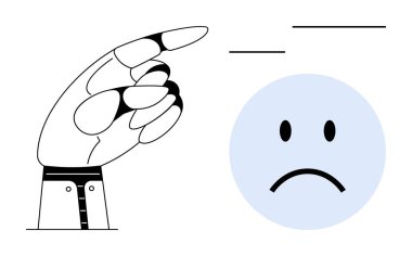 Yapay zeka etkileşimi. İfade eden üzgün bir yüz ve robot el yapay zekayı ve insan duyguları etkileşimini betimler. Teknoloji etiği, yapay zeka iletişimi ve robot bilimi için ideal.