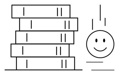 Kitap konsepti. Minimalist sanat tarzında gülümseyen yüzlü kitaplar. Eğitim, bilgi ve öğrenme kitapları. Eğitim, kütüphaneler, e-öğrenim, yayıncılık okulları için