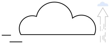 Bulut bilgisayarı, veri transferi, internet depolama, dijital teknoloji, altyapı, çevrimiçi paylaşım. Veri yüklemesini gösteren oklu büyük bir bulut. Bulut hesaplama ve veri transfer kavramı