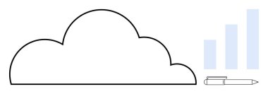 Bulut hesaplama konsepti. Bulut simgesi veri analiz çubuğu grafiği ve kalem depolama, dijital çözümler ve iletişim ile eşleştirildi. İş, teknoloji, eğitim, uzaktan çalışma ve analitik için gerekli