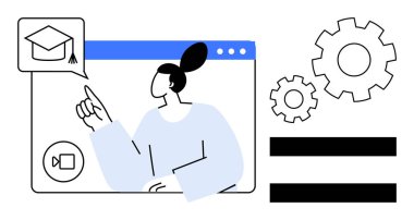 Kadın çevrimiçi platformla etkileşim içinde, eğitime, yenilikçiliğe ve eşitliğe odaklanıyor. E-öğrenme, teknoloji, iletişim, takım çalışması eğitimi yenilik ve eşitlik kavramları için idealdir. Temiz