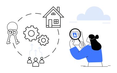 Mülk yönetimi. Teknoloji kullanılarak mülkiyet ve mülkiyetin görsel olarak yönetilmesi. Gayrimenkul yönetimi, kullanıcı etkileşimi ve araçlarla bağlantılı. Gayrimenkul, iş uygulamaları için