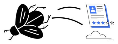 Kullanıcı derecelendirme yıldızları olan bir dijital profil belgesine dönüşür. Değişim, teknoloji, evrim, dijital kimlik, yenilik, yaratıcılık, mizah, basit düz metafor