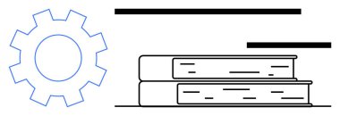 Eğitim, mühendislik, yenilik, teknik öğrenme, bilgi paylaşımı, endüstriyel tasarım. Vites biçimi ve istiflenmiş kitaplar. Mühendislik ve eğitim kavramları görsel olarak