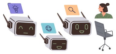 Dost canlısı robotlar fikir alışverişinde bulunurlar, internete göz atarlar ve diyaloğa girerler. Teknoloji, yapay zeka, yenilik, iletişim, takım çalışması problem çözen insan-robot ilişkisi için idealdir. Basit düz metafor