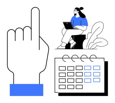 Online zamanlama konsepti. Takvim araçları ile çevrimiçi zamanlama, verimli iş yönetimi ve modernize edilmiş verimlilik. Çevrimiçi programlama, serbest çalışanlar, işletmeler ve eğitim için gereklidir.