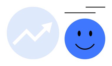 Büyüme süreci. Büyüme, gülümseyen bir yüz, pozitif momentum ve başarı ile birlikte yukarı doğru bir ok grafiği ile gösterilmiştir. İş, ilerleme, pozitiflik, trendler ve motivasyon için harika