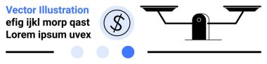 Dolar işaretiyle denge terazisi, finansal kararları sembolize ediyor. İş, hukuk, finans, yatırım, eşitlik, ticaret, tartma seçenekleri için ideal basit iniş sayfası