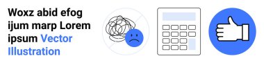 Duygusal destek, karar verme, problem çözme, onay süreci, hesaplama, pozitiflik. Üzgün yüz, karışık çizgiler hesap makinesi mavi daireler çiziyor. Duygusal destek ve karar verme