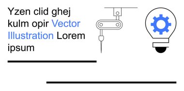Otomasyon, yenilik, üretim, teknoloji sistemleri, yaratıcılık, robotlar. Robot kol ve teçhizat bir ampulün içinde. Sanayi ve yaratıcı unsurlarla otomasyon ve yenilik