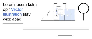 E-ticaret, organizasyon, tedarik zinciri, teslimat hizmetleri, envanter takibi, lojistik. İşaretleme listesi, kutular ve soyut sembolleri gösteren en küçük simge. E-ticaret ve organizasyon kavramı