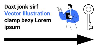 İş stratejisi, karar verme, rehberlik, iletişim, erişim, takım çalışması. Kişi gösterme, kilit sembol kalın ok ve metin yerleştirme. İş stratejisi ve karar verme kavramı