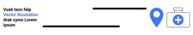 Sağlık hizmetleri, tıbbi tesisler, navigasyon, hastane yerleri, acil bakım, coğrafi yardım. Mavi lokasyon iğnesi ve tıbbi ilk yardım ikonu. Sağlık hizmetleri ve sağlık hizmetleri