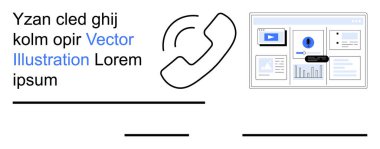 İş iletişimi, veri analizi, müşteri desteği, teknoloji entegrasyonu, analitik gösterge paneli, uzaktan bağlantı. Analiz ve veri panellerinin yanında telefon simgesi. İletişim ve veri