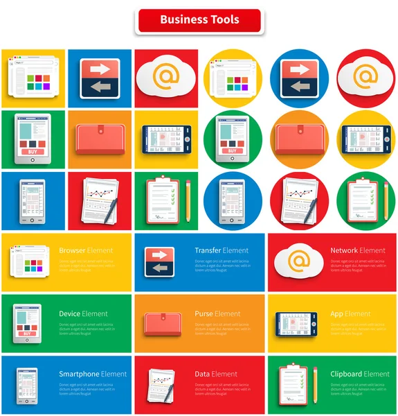 Set of Office and Business Work Elements — ストックベクタ