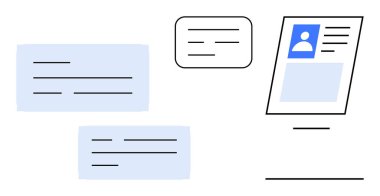 Digital communication concept. User profile and text box layout structured communication. Digital communication enhancing user experience and interaction. For apps, tech, business, education, and UX