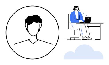 Kullanıcı profili konsepti. Çevrimiçi bağlantı ve güvenli dijital kimlik için kullanıcı profili. Kullanıcı profili uzak iş bağlantıları, kişisel veri güvenliği ve bulut ağ sistemleri. Dijital için uygun