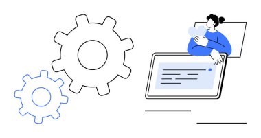 Teknoloji konsepti. Vites ve kullanıcı teknolojisi geliştirme ve iletişim. Teknoloji kullanıcıları birbirine bağlar, ilerlemeyi sağlar ve yeniliğe olanak sağlar. Dijital platformlar için, IT, otomasyon, eğitim