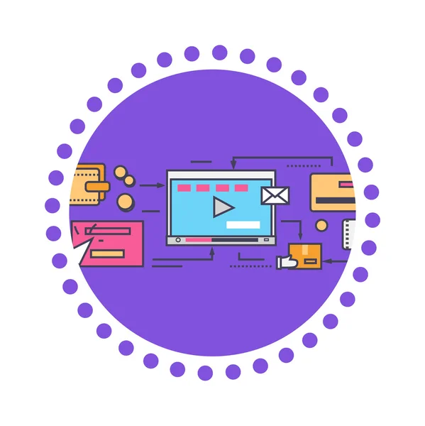 Icon Flat style Viral Video and Social Marketing — стоковый вектор