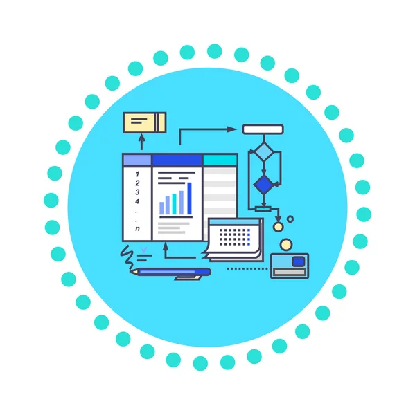 Icono de diseño de estilo plano proceso de trabajo — Vector de stock