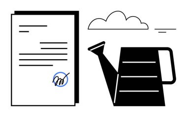 İş büyümesi konsepti. İmzalanmış belgeler ve sulama, başarı için bir projeyi besleyebilir. Odaklanma, sorumluluk ve planlama ile desteklenen büyüme. İş ve proje yönetimi için mükemmel